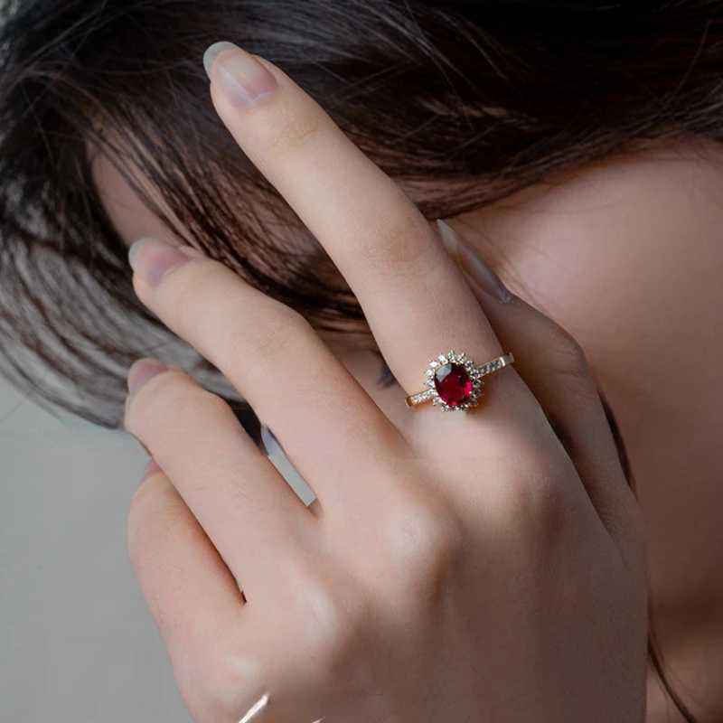 925 Silver Vintage Gemstone Ring Red 5A Zirconia Rings for Women 18K Gold Plated Engagement Wedding Band Stud Earrings XJ250707