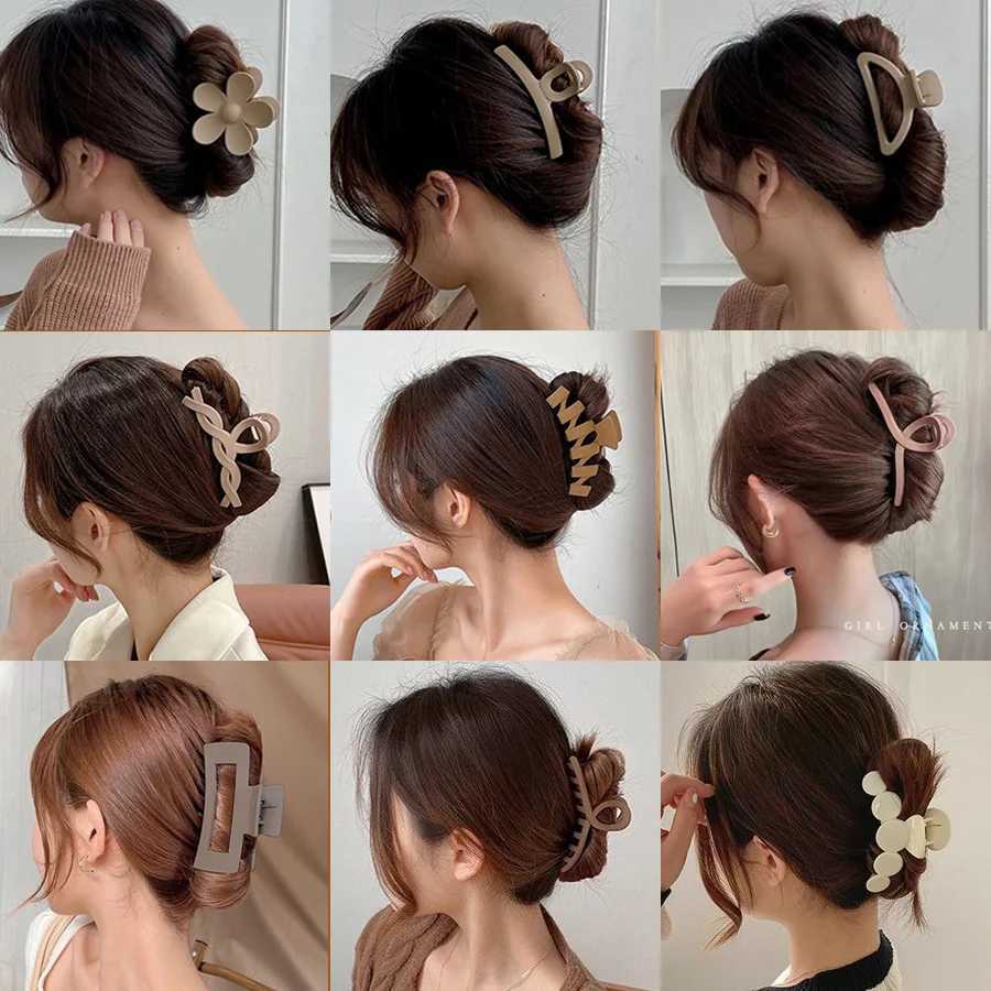 Women Hair Claw Clips Korea Coffee Beige Acrylic Large Hair Claw Hairpin Geometric Barrettes Crab Girl Headwear Hair Accessories Z250707