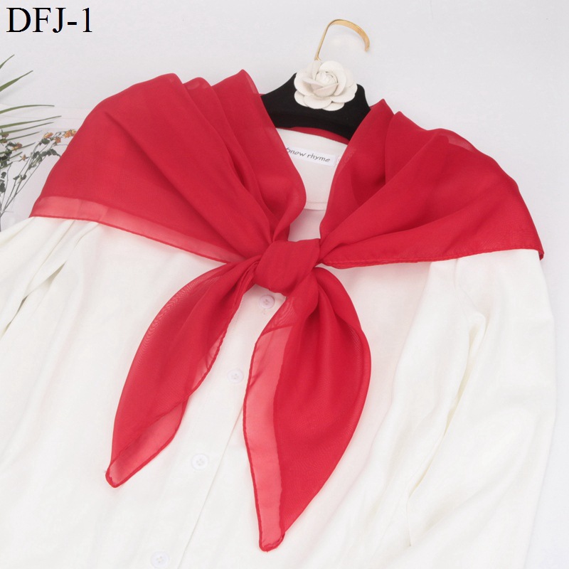 K1279Solid color chiffon square scarf versatile neck scarf solid color square scarf dance scarf