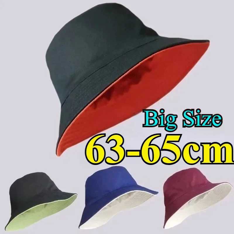 Men Enlarged Deepening Big Head XXL 65cm Bucket Hats Women Big Size Double-sided Fisherman Cap Summer Large Size Hip Hop Sun Hat Y250707