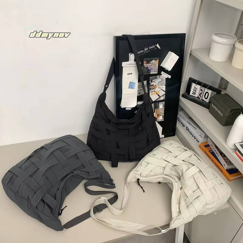 Woven Design Unisex Big Messenger Nylon Fabric Waterproof Shoulder Crossbody Bags Casual Street Large Capacity Shopper Tote ddmynov