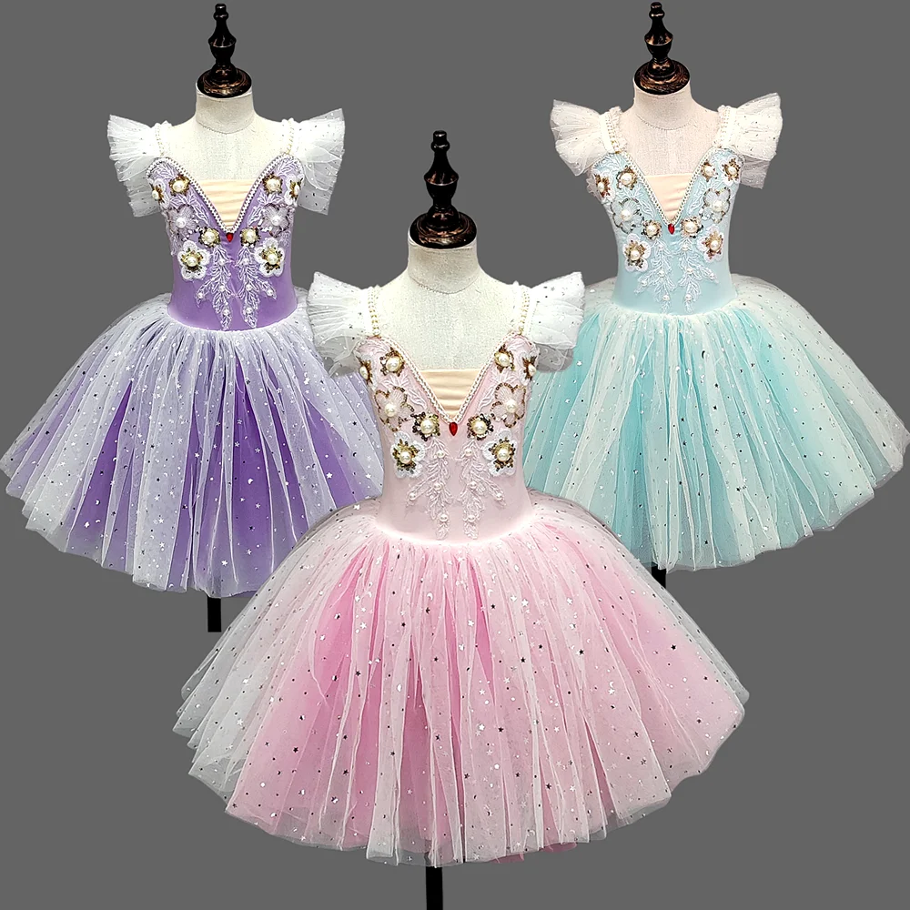 Girls' ballet dresses dance dresses children's sequin ballet dresses campus dance programs stage group performances ballet dancers' cos