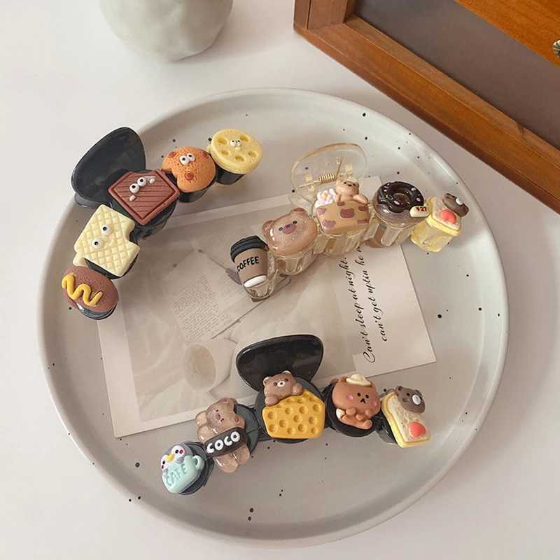 New Cute Cartoon Hair Claw Biscuits Hairpin Bow For Women Girls Creative Hair Decorate Hair Clip Ponytail Shark Hair Accessories Z250707