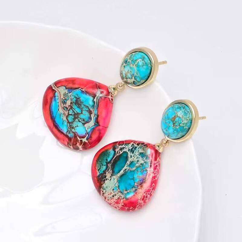 Lingdi Fashion Teardrop Natural Stone Earrings