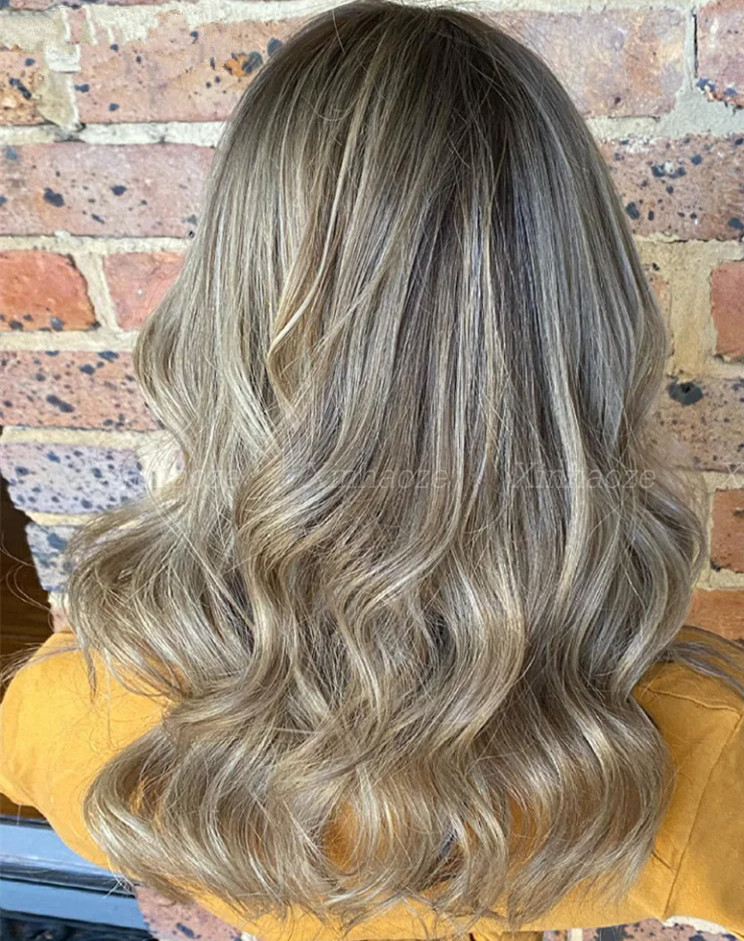 Ombre Ash Blonde Colored Highlights Bob Wig Short Natural Wavy raw virgin Hair Lace Front Wigs 13x4 natural Frontal Lace Wigs For European