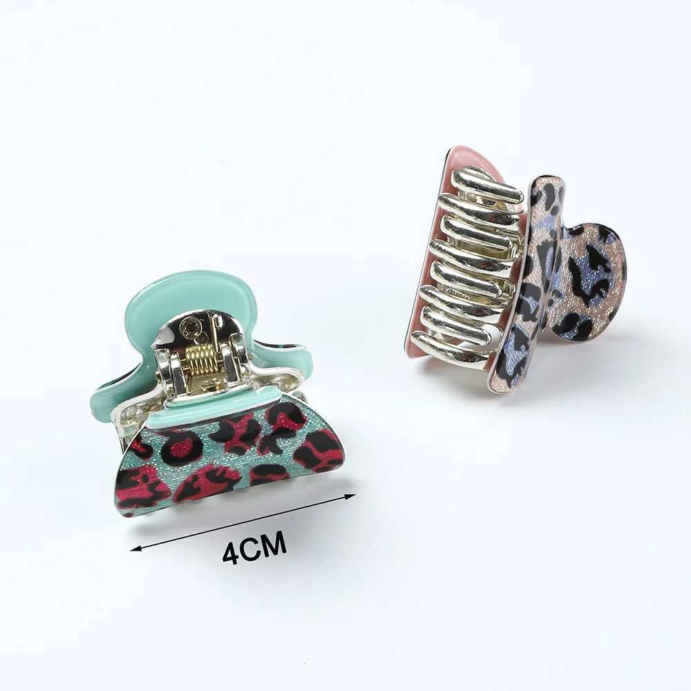 6PCS Acetate Acrylic Small Crab Hair Claw Clips Women Girls Cute Print Leopard Plastic Hair Clamps Barrette Hair Accessories Set Y250707