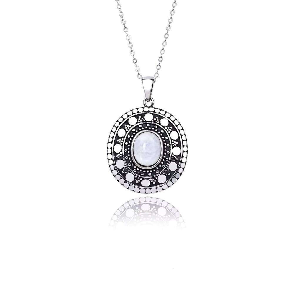 New Pure Sier Moonstone Pendant Women and Men Classic Design Handmade Jewelry Necklace for Daily Life
