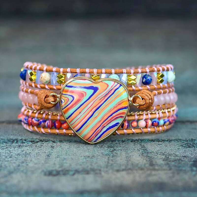 Natural 5-Layer Handmade Heart-Shaped Imperial Stone Bracelet Women's Jewelry Drop Shipping