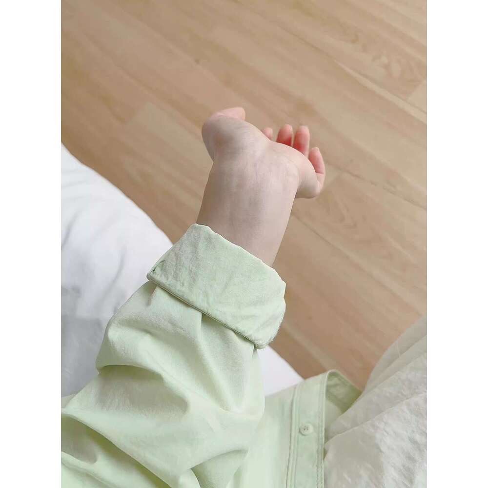 Spring New Korean Style Solid Blue Women, Loose Casual Long Sleeve Shirt For Inner And Outer Wear B5