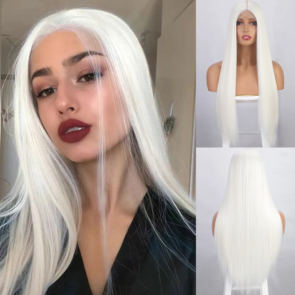 34 Inch Bone Straight Wig Similar to Real Human Hair Pre plucked Transparent HD 13x4 Lace Front Wig For Black Women Syntthetic Hd Lace Wig Straight Ha