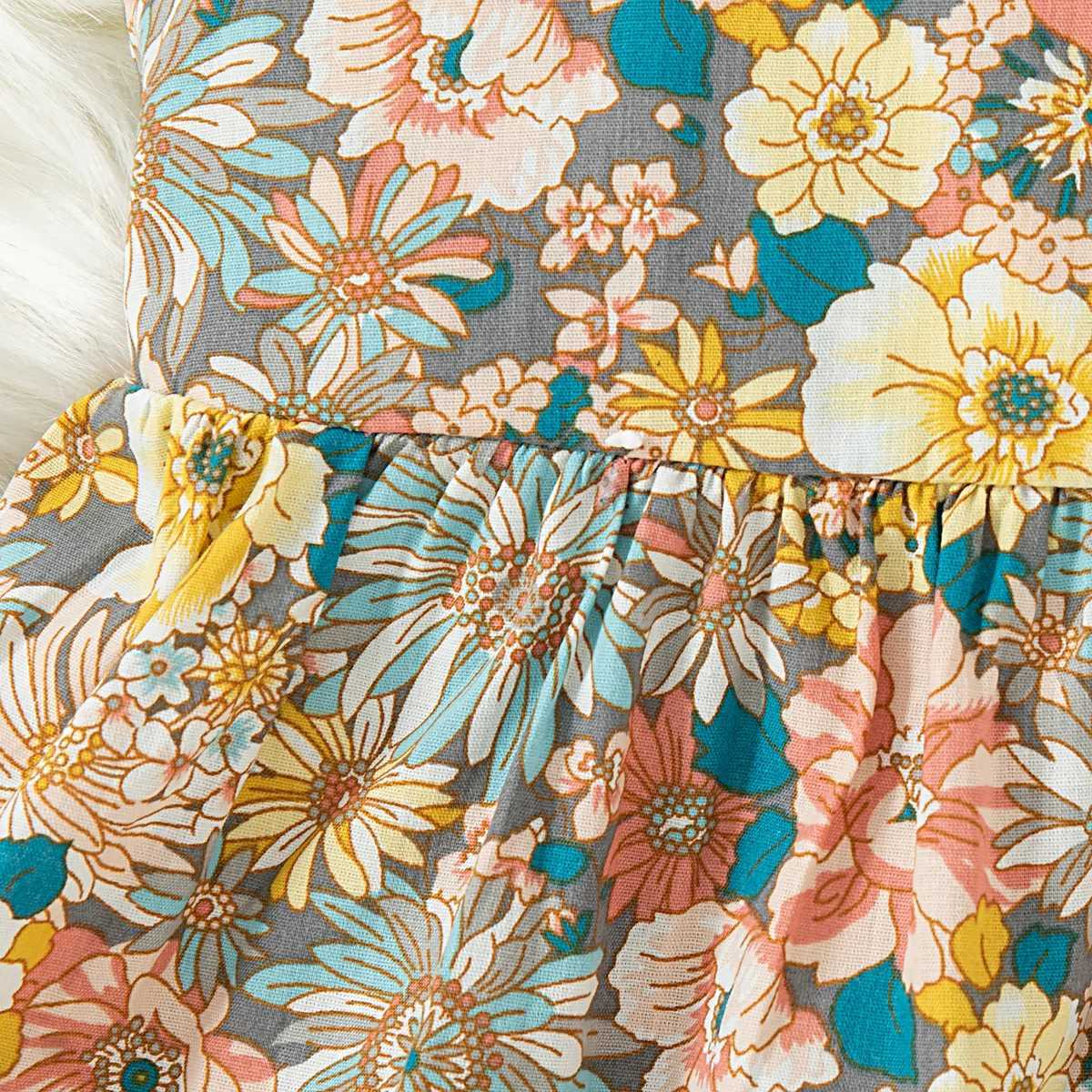 Baby Girl Clothes Summer Full Printed Daisy Pattern Halter Baby Girl Dress Cute Casual Vacation Girl Kids Dress With Bag R250707