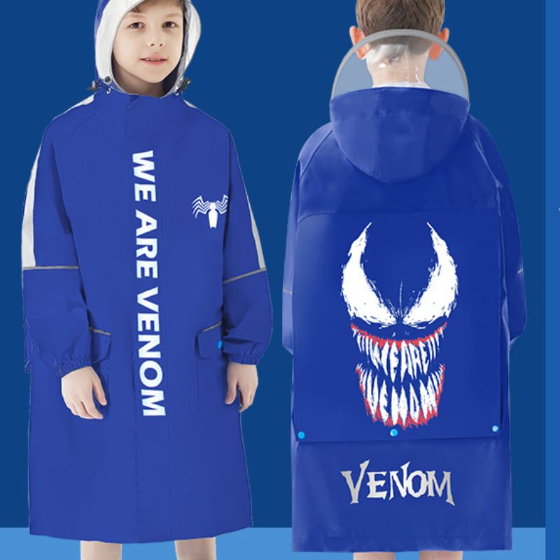 Disney children's raincoat boy's zipper raincoat primary school raincoat cartoon hiking raincoat waterproof backpack position reflective str