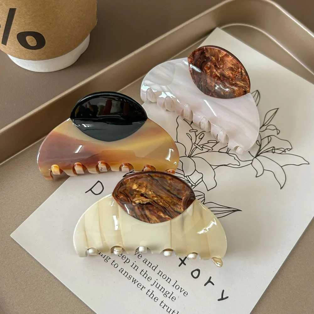 Acrylic Half-circle Hair Claw Gradient High-end Acetic Acid Shark Clip Waterproof Contrast Color Retro Hair Carb Clip Headwear Y250707