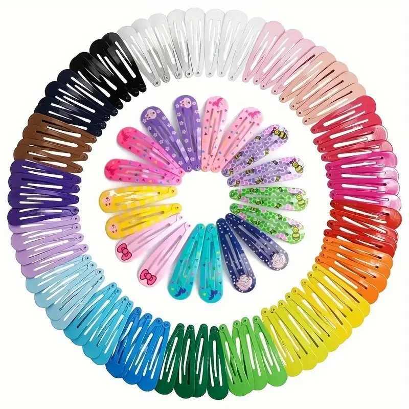 10/50Pcs Snap Hair Clips Candy Color Glossy 5cm/2in No Slip Metal Hair Pins Clips Barrettes Accessories for Baby Girls Hairpins Y250707