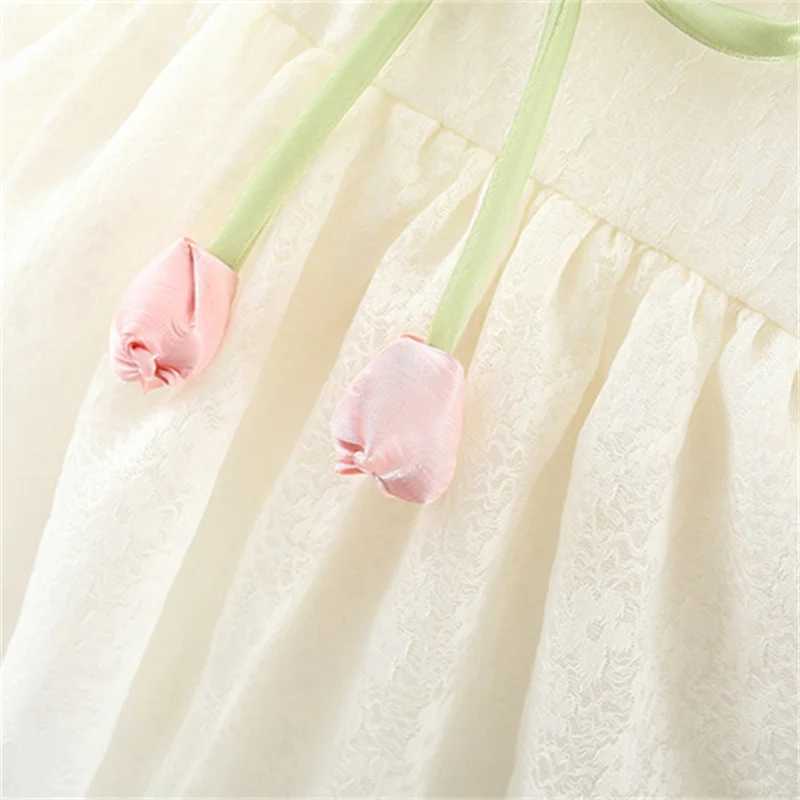 0-3 Summer Newborn Baptism White Birthday Evening Dresses Outfit Baby Girl Sweet Flower Puff Sleeve Christening Toddler Clothes R250707