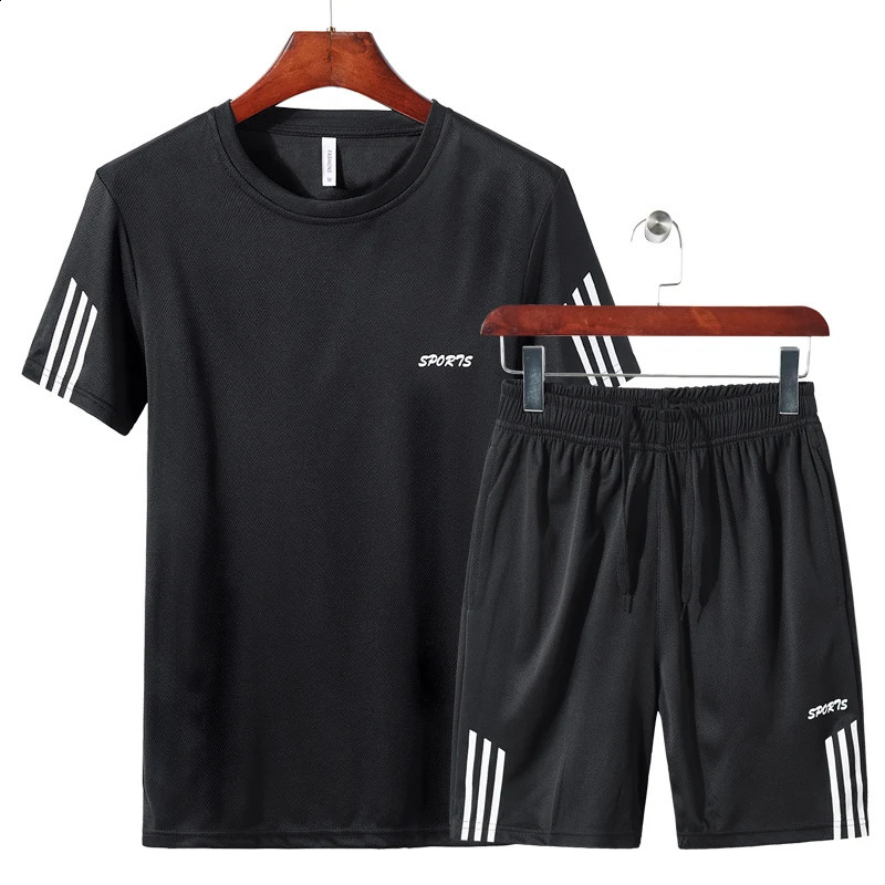 Summer style running sportswear set - fitness quick-drying sport short-sleeved five-pocket shorts sportswear set 250707