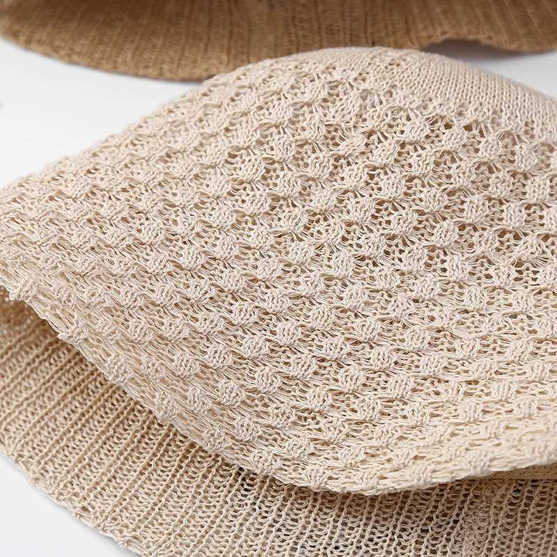 Summer Linen Bucket Hat for Women Breathable Sun Protection Knitted Fisherman Hat Panama Caps for Ladies Sombrero Pescador Y250707