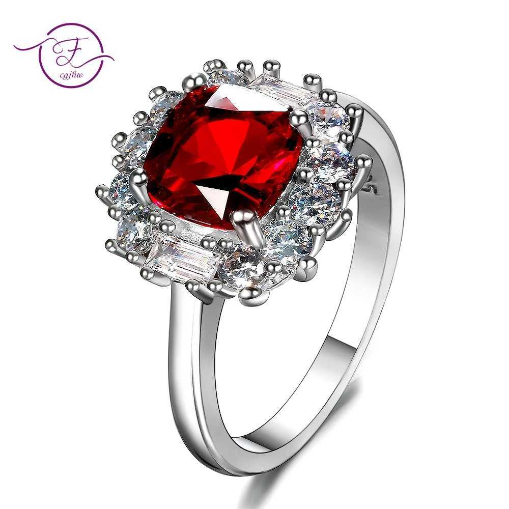 8x8MM Ruby Charms 925 Silver Jewelry Romantic Woman Wedding Rings With AAAA Cubic Zirconia Stones Wholesale Fine Jewelry Ring XJ250707