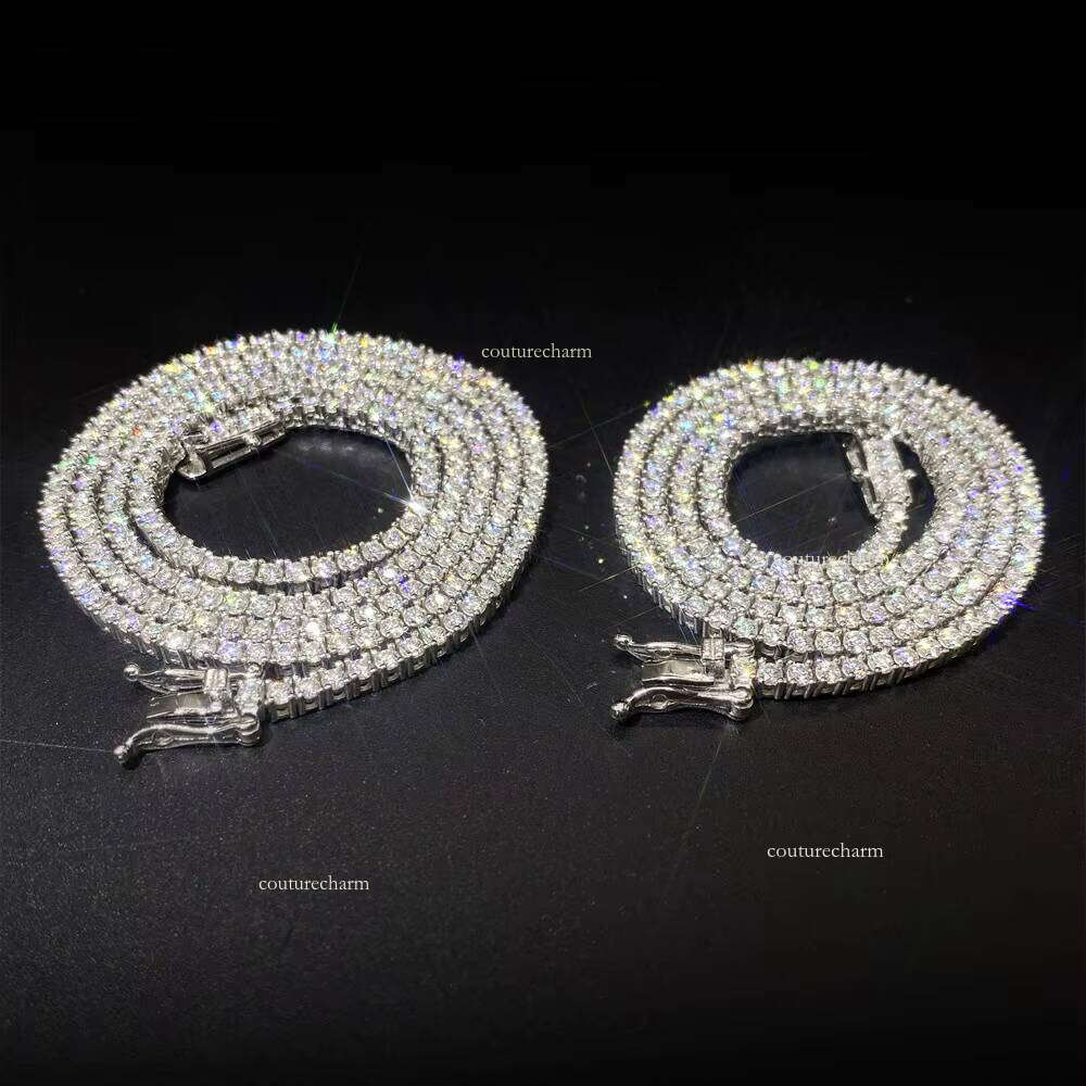 18mm Hip Hop Sier Cuban VVS Moissanite Tennis Chain Bracelet Jewelry for Men and Women Iced Out Necklace