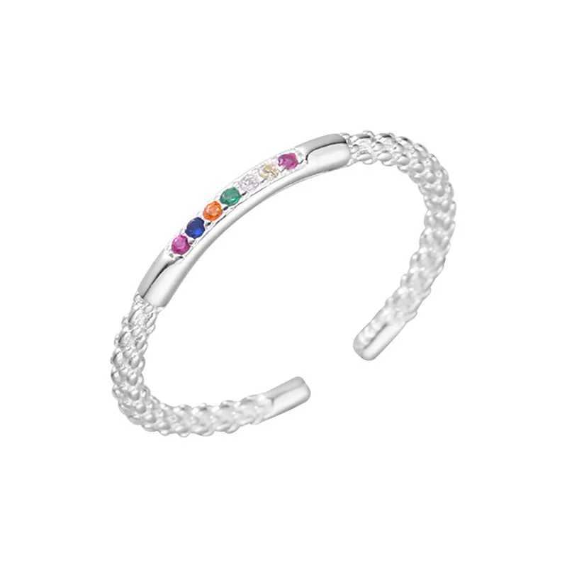 New in 925 Sterling Silver Color Zircon Adjustable Womens Ring Wedding Female Jewelry Wholesale XJ250707