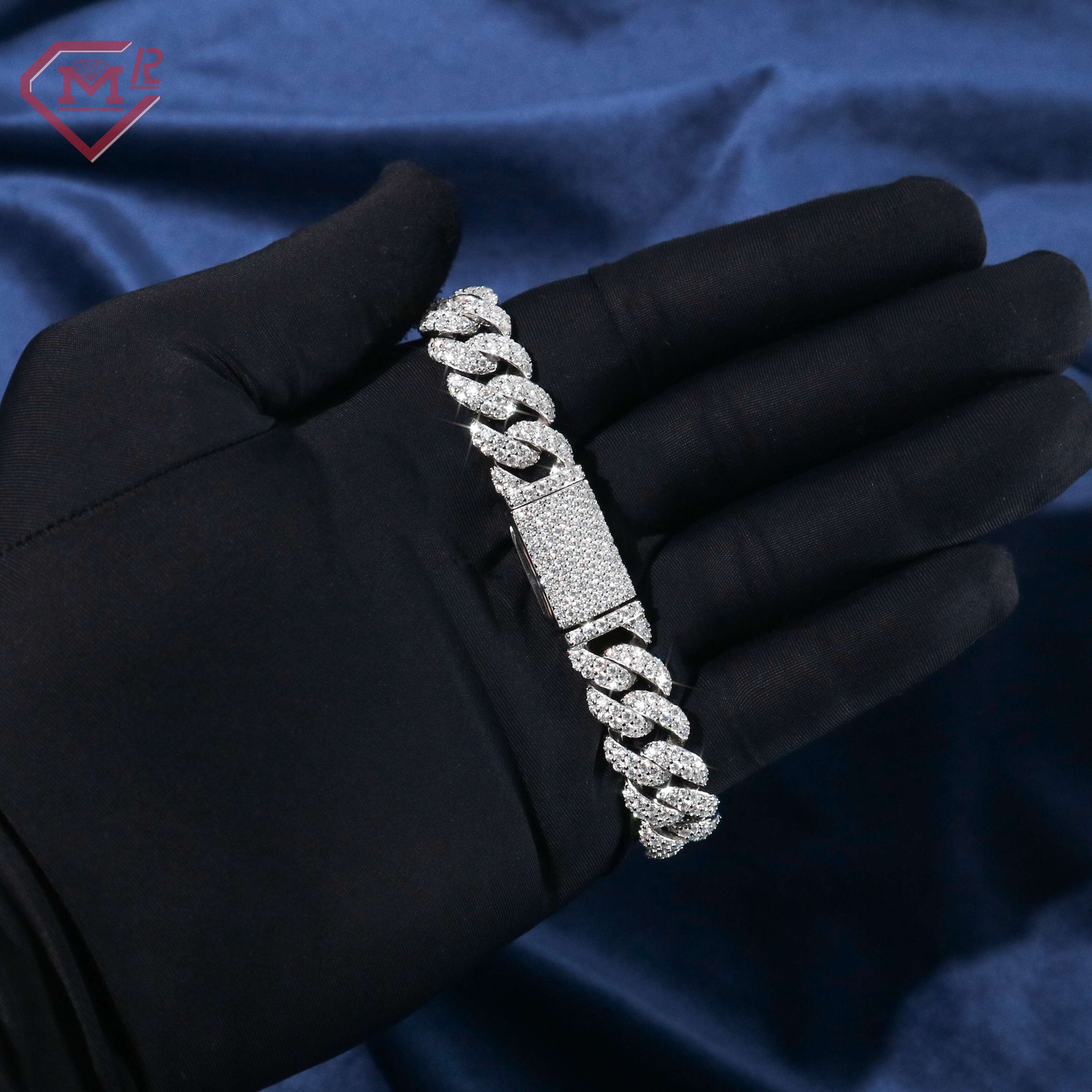 14mm Miami Moissanite Necklace Bracelet Jewelry Silver 925 Pass Diamond Test Moissanite Cuban Chain