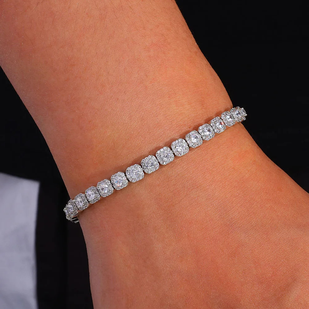 Hip Hop Jewelry 5mm Iced out Diamond 5A CZ Cluster Tennis Link Bracelet for WomenGirl Thin Christmas Gift 250707