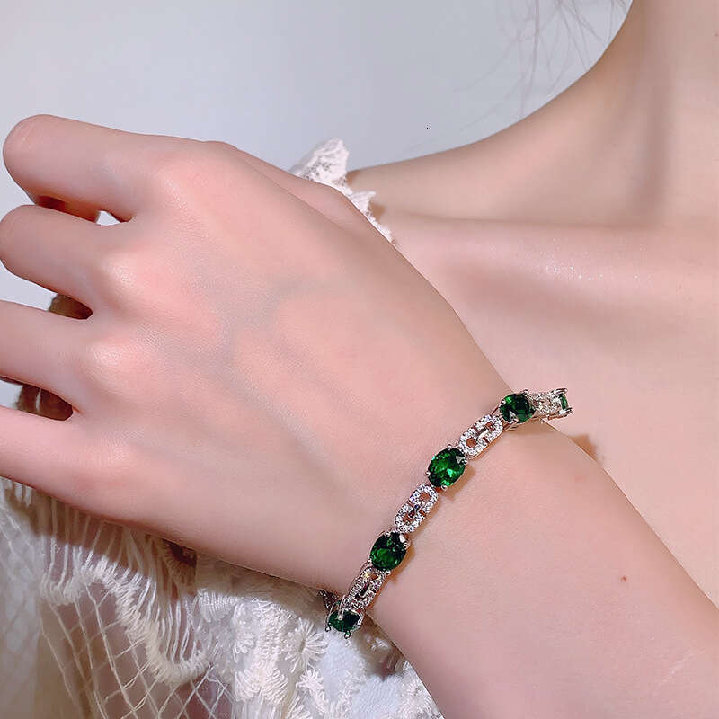New Jewelry Bracelet Fashion Colorful Gemstone Emerald Red Versatile High-End Light Women's Accessory Fdf