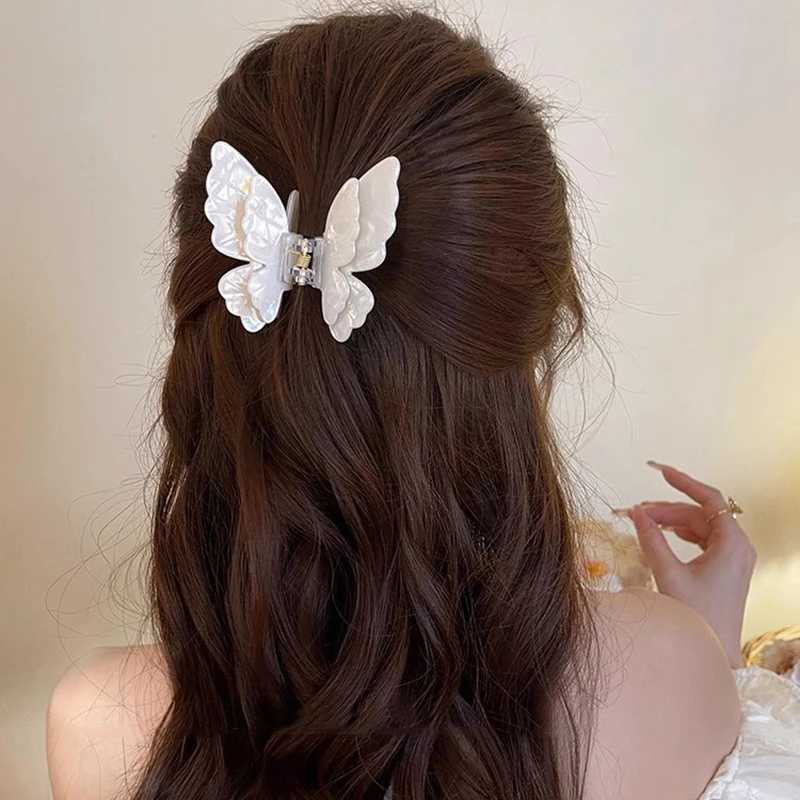 New Fairy Acetate Butterfly Claw Clip Female Elegant Colorful Bow Crab Shark Hair Clips Hairpins For Women Girl Hair Accessories Y250707