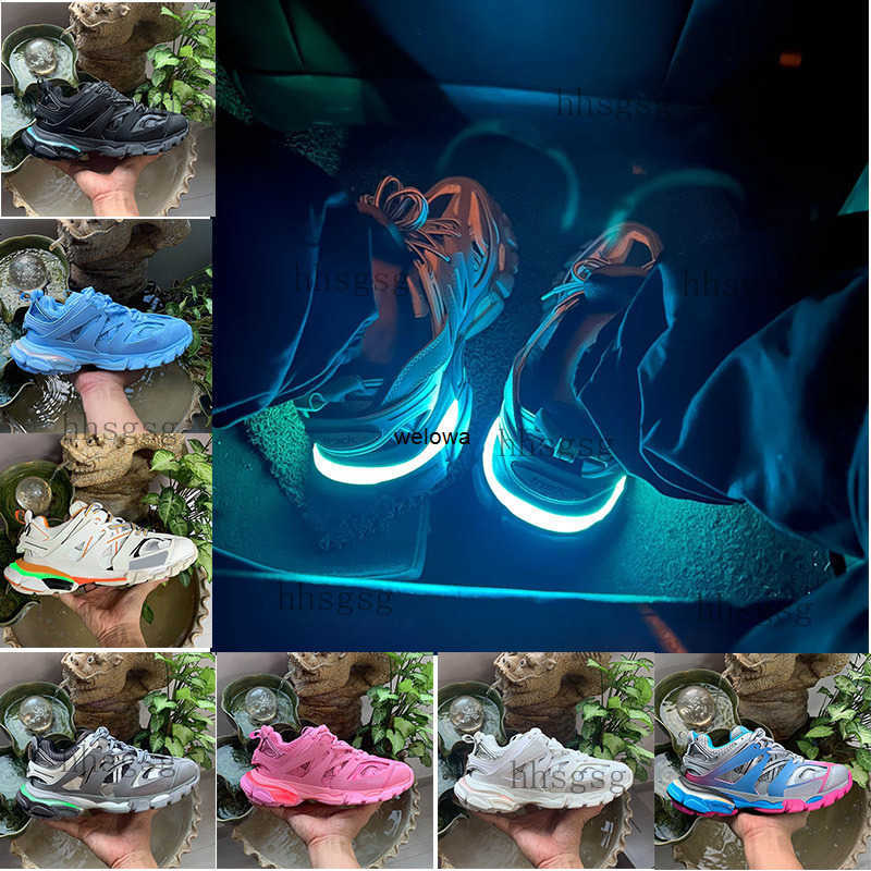 LED Track 3 3.0 Sneaker for men women shoes track runner led lighted gomma leather Grey Trainer Nylon Printed Platform Sneakers Light tracks size 45