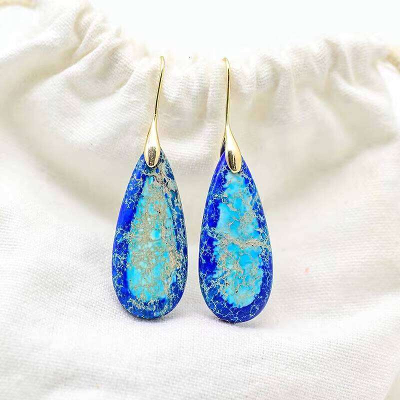 Design Shape Mixed Color Natural Stone Earrings Water Drop - Shipped