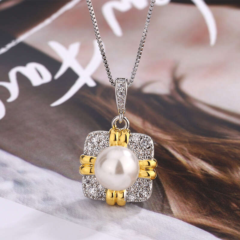 Elegant Ring Necklace Pearl Earrings Light High-End Minimalist Style Collarbone Chain Women's Three-Piece Set B3e