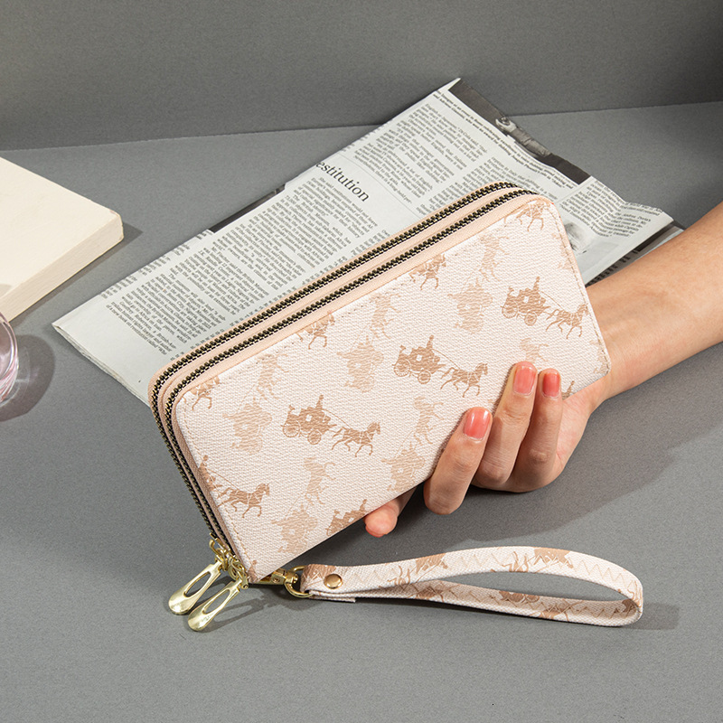 Free shipping designer Double Zipper Wallet for Women Long Style New European and American Design Large Capacity Double Layer Money Clip Printed Clutc
