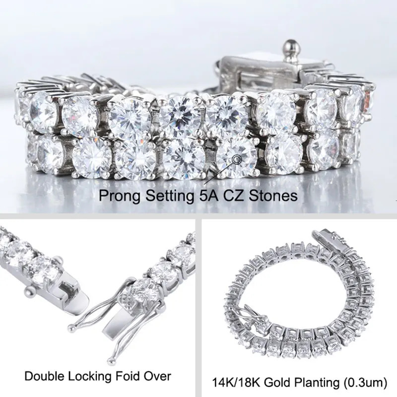 Hip-Hop 1 Row Cz Tennis Chain Necklace Cubic Zircon Iced Out m 4Mm 5Mm 6Mm 18/K Rapper Necklace Drop Jewelry 250702