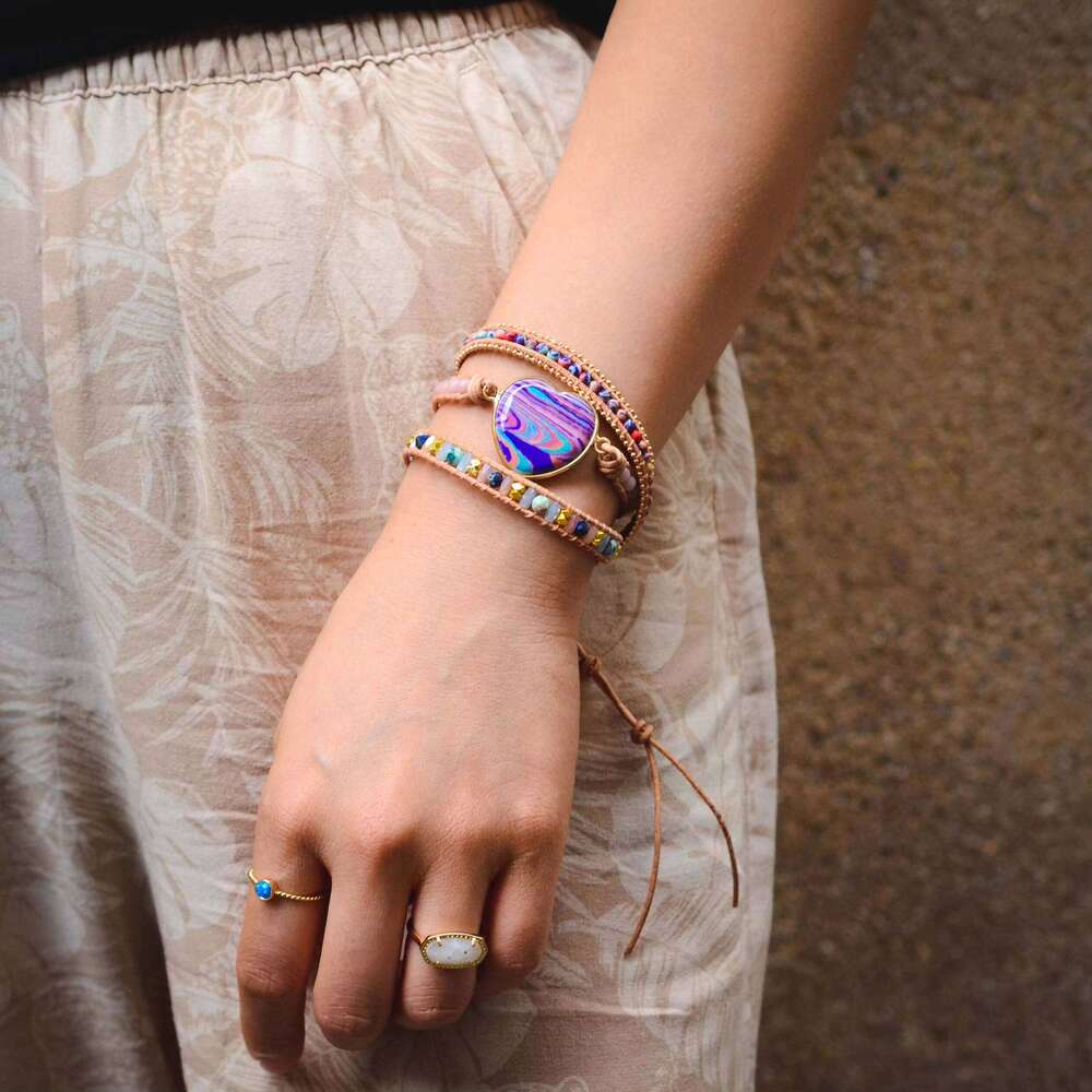 Natural 5-Layer Handmade Heart-Shaped Imperial Stone Bracelet Women's Jewelry Drop Shipping