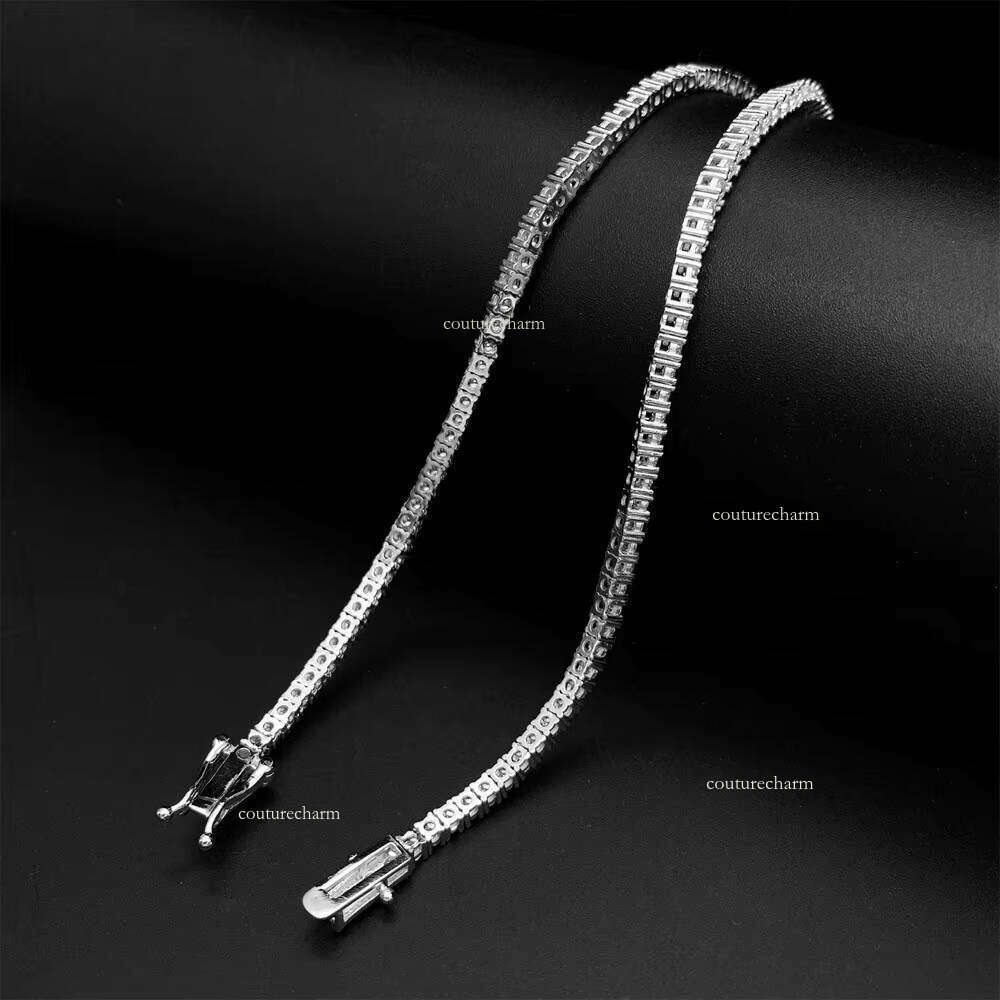 2mm Sier Iced Out for Women Men Jewelry Pass Tester Moissanite Tennis Chain Necklaces