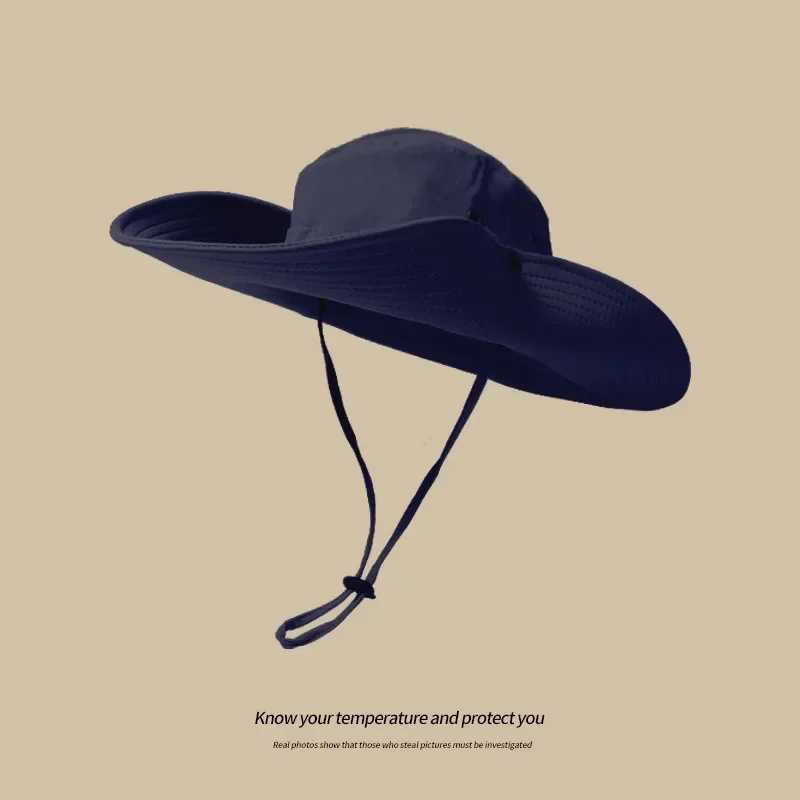 Womens Outdoor Sun Hat Summer UV Protection Bucket Safari Wide Brim Fisherman Cap Cowboy Men Fishing Hiking Beach Hats 2024 Y250707