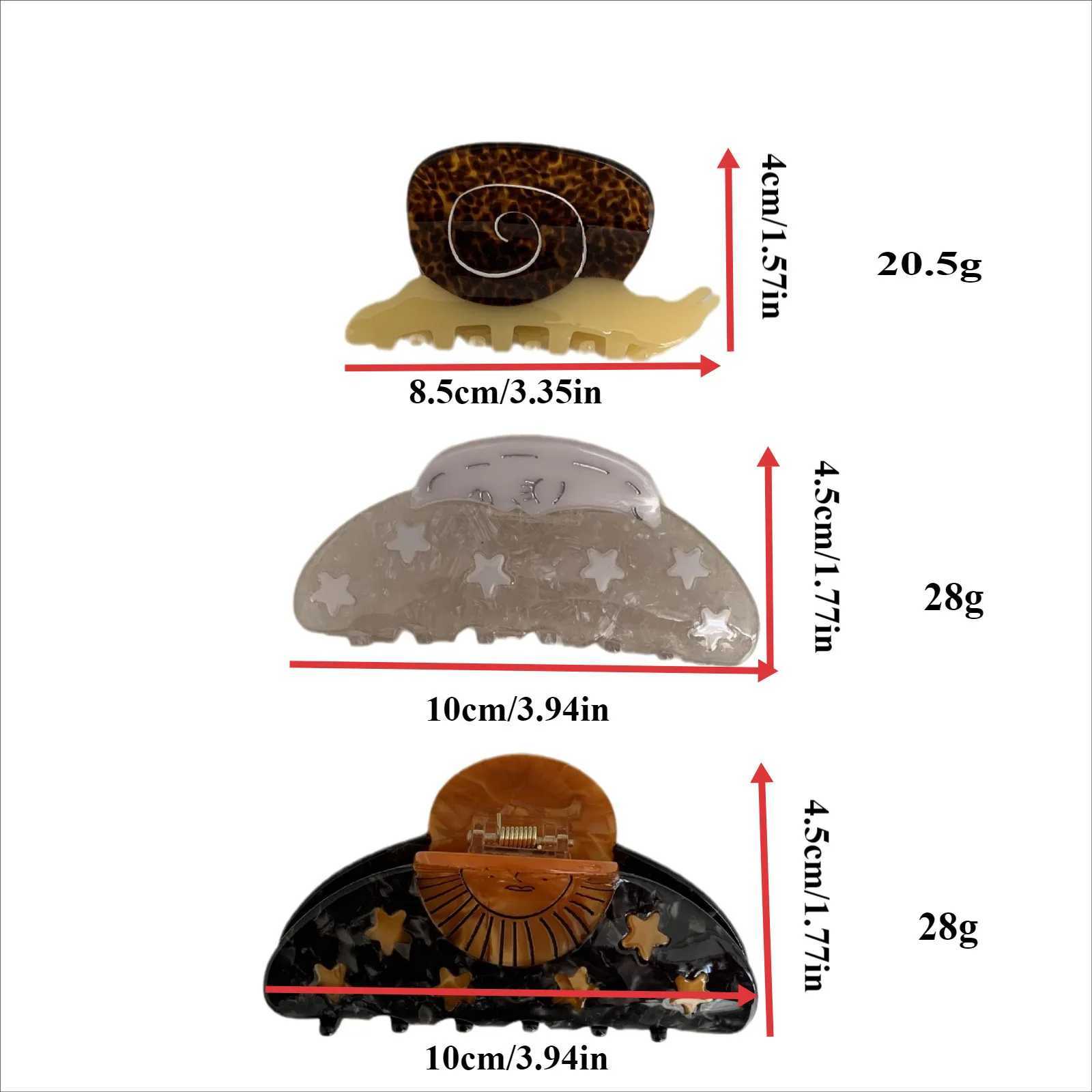 Creative Funny Acetate Sunflower Star Snail Hair Clip Claw For Women Medieval Sun Female Shark Hairpin Hair Accessories Tool Y250707