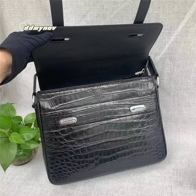 Authentic Exotic Crocodile Belly Skin Mens Satchels Messenger Genuine Alligator Leather Male Casual Single Shoulder Bag ddmynov