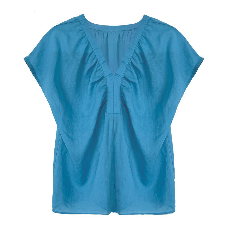 2025 Summer new women's T-shirt Korean style flowing sleeves V-neck women's shirt Summer new niche design shirt New designer T-shirt