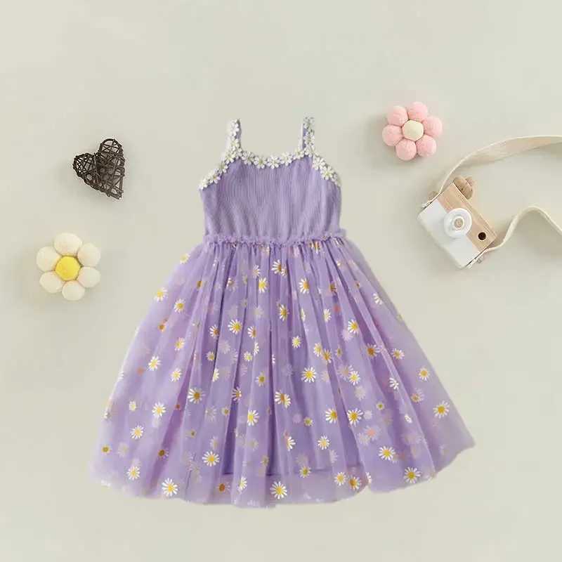 Summer Cute Daisy Princess Kid Baby Girls Dress Infant Puffy Sleeveless Floral Tulle Dress Birthday Party Sweet Vestido Clothes R250707