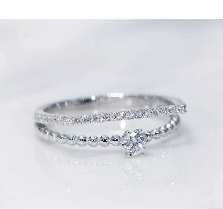 925 Sterling Silver Womens Simple Double Ring Stackable Fashion Jewelry Bridal Set Wedding Engagement Ring Accessories XJ250707