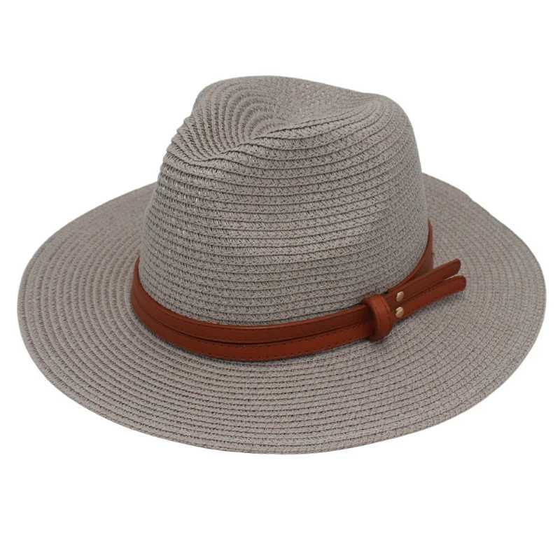 Summer Straw Sun Hat Panama Hats Grass Knitted Gift Hat Breathable Leisure Jazz Hat European American Style Straw Hat Beach Caps Y250707