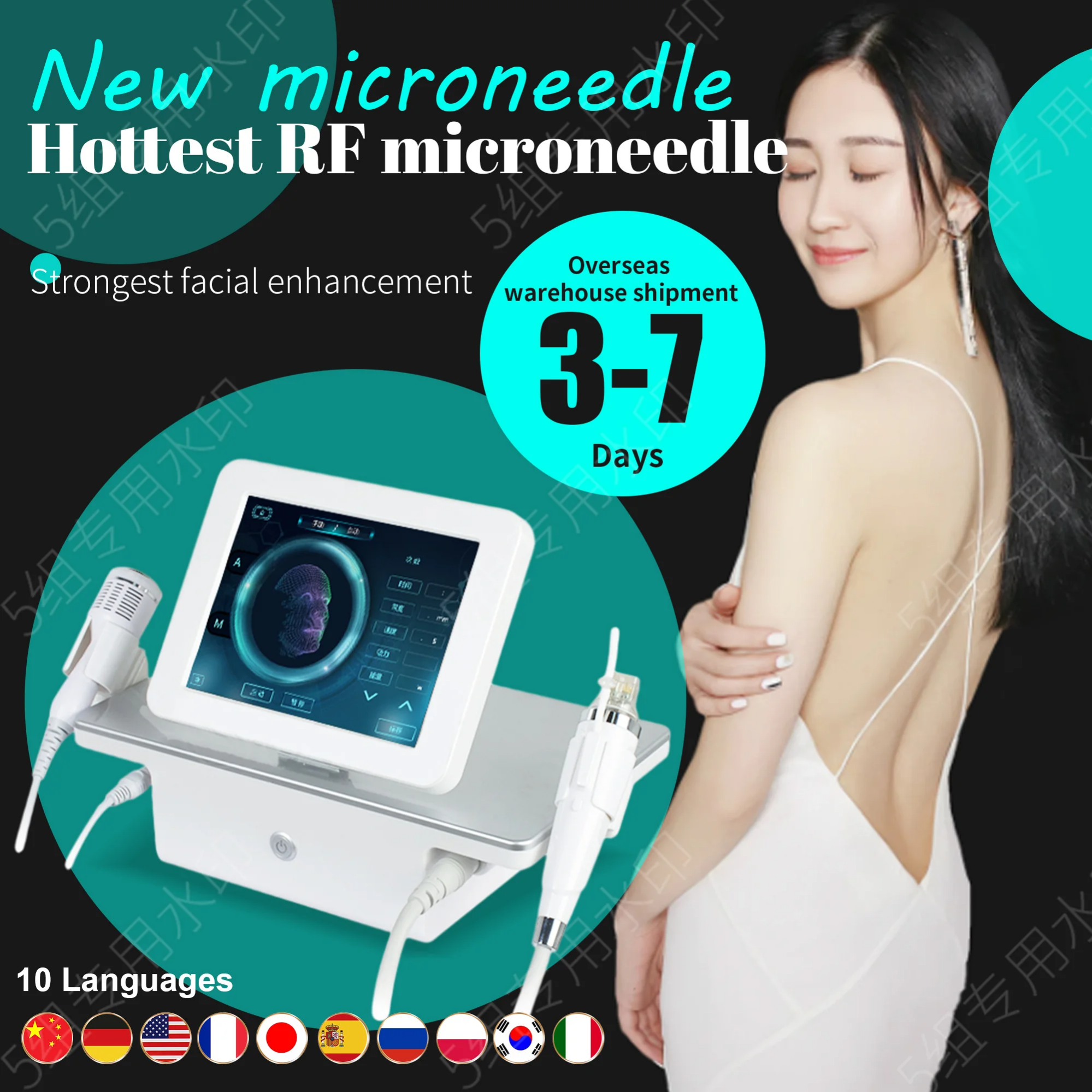 RF Microneedling Device for Skin Rejuvenation and Wrinkle Removal Facial Lifting Whitening Stretch Mark Remover Beauty Salon Equipment
