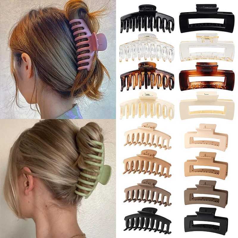 New Large Hair Claw for Women Girls Ponytail Hair Clips Coffee Beige Hairpin Crab Barrette Fashion Hair Accessories Ornaments Y250707