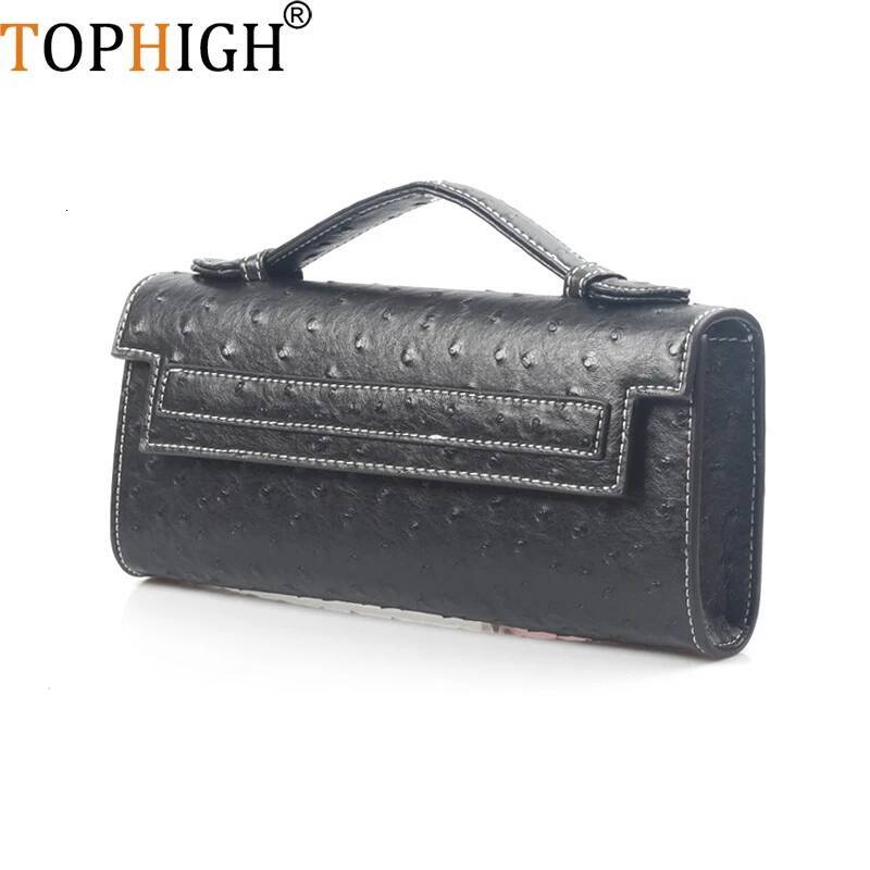 TOPHIGH Handbags Ostrich Pattern Designer Bags For Women Tote Long Clutch Ladies Party Bolso Purse Bolsa Femimina high-quality