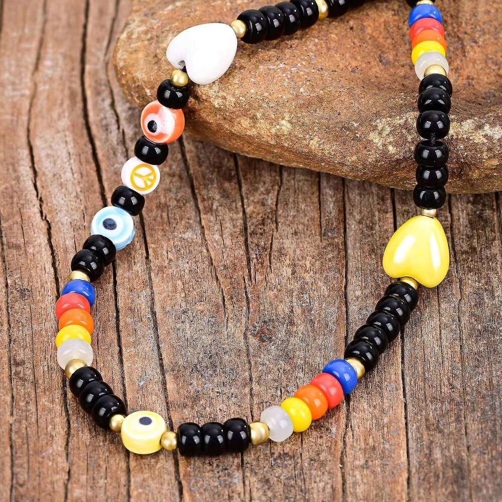 New Natural Stone Bohemian Trend Cut Black Strap Healing Crystal Simple Phone Pendant Chain