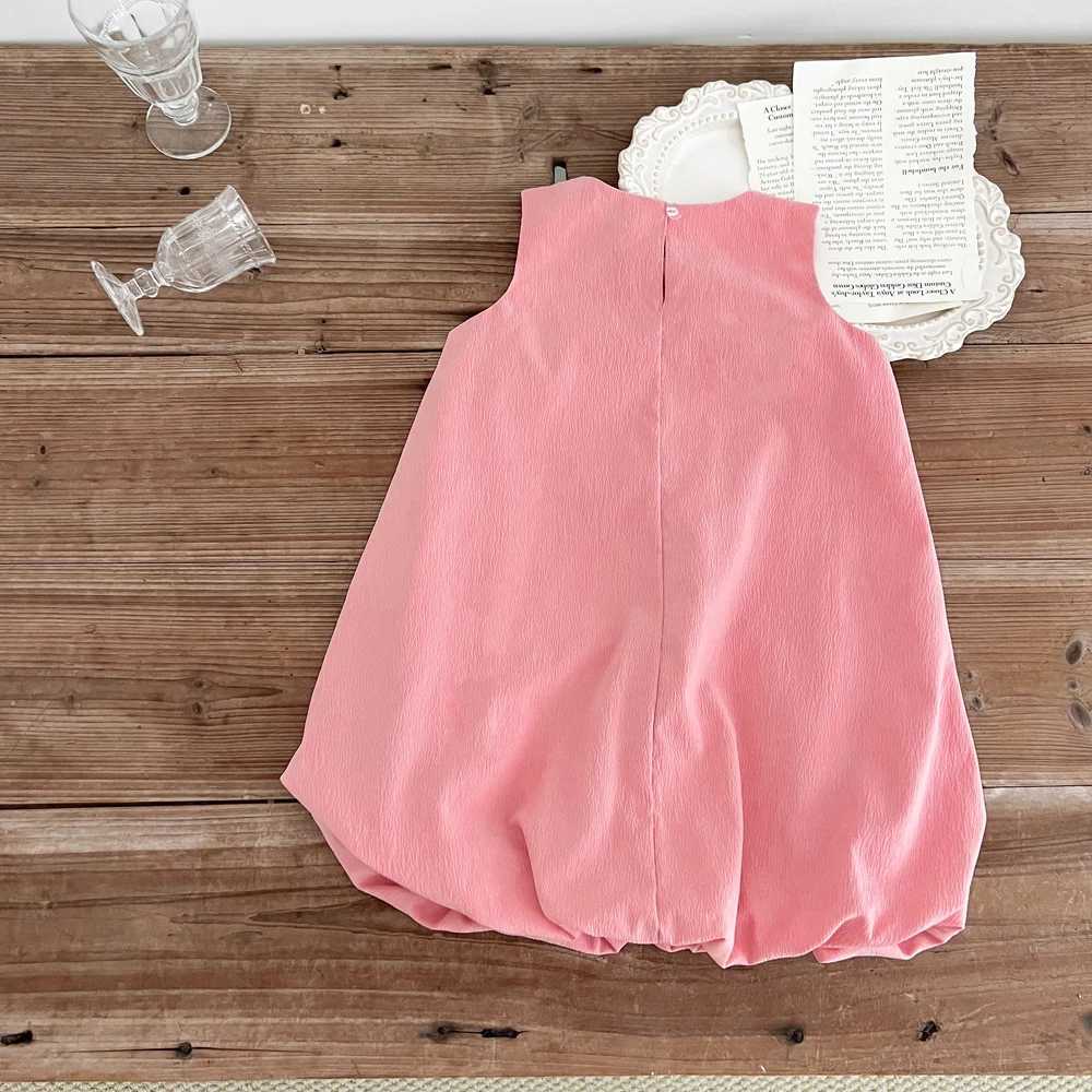 Humor Bear Summer Girls Dress Solid Color Rabbit Embellished Sleeveless Pod Dress Fashion Princess Dress Cute Children Clothing R250707