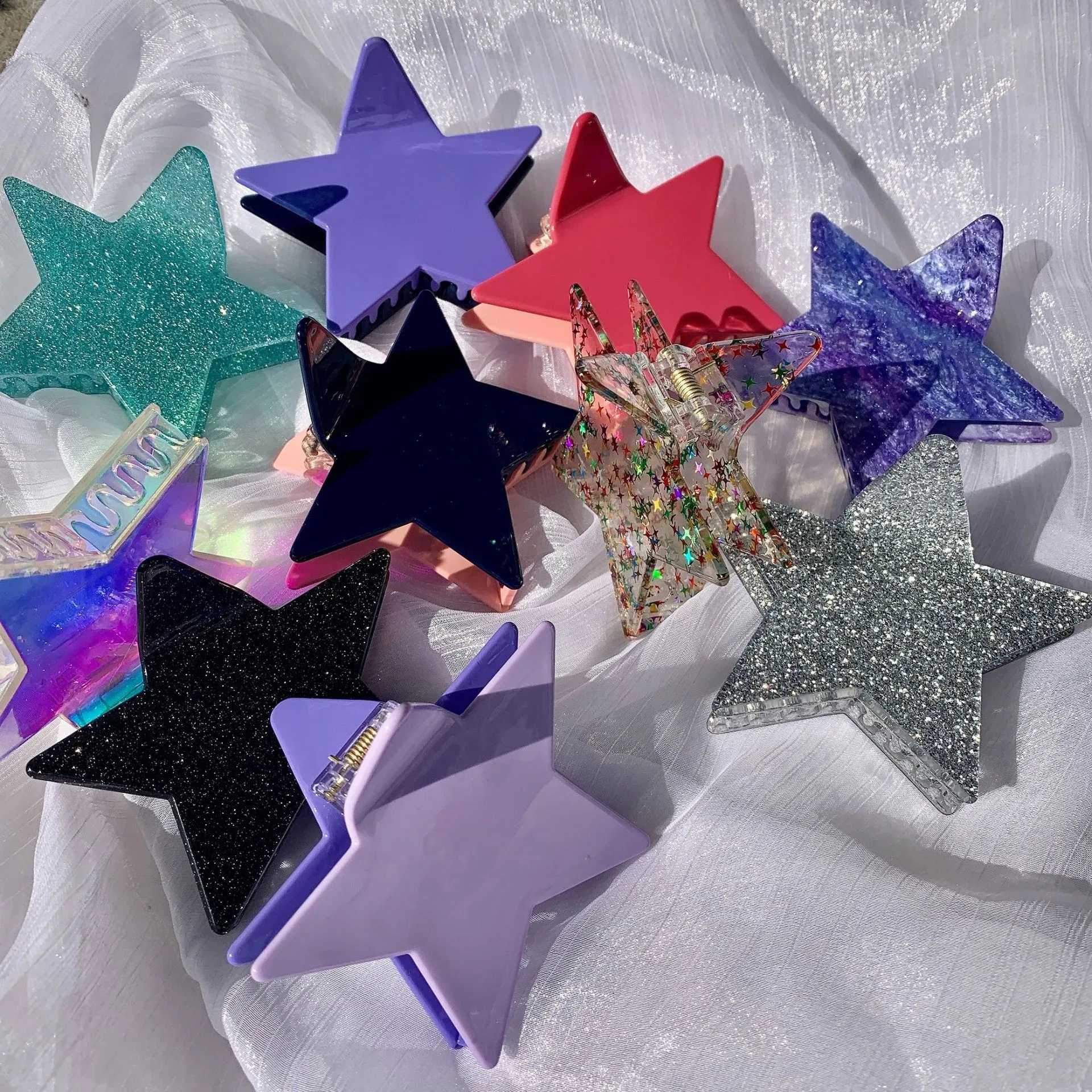 2K Star Hair Clips Acetate Hair Claw Clips Korea Large Claw Clip Cute Hair Claws Kawaii Hair Accessories For Girls Y250707