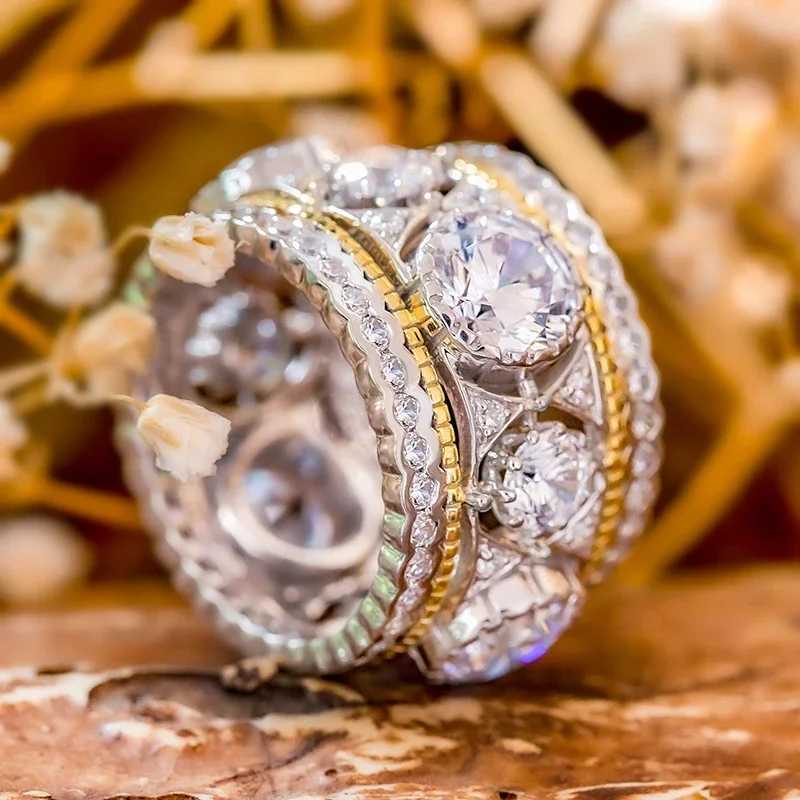 8 Delicate Charms Rings with Brilliant Cubic Zirconia Trendy Two-tone Elegant Accessory Chic Eternal Wedding Bridal Jewelry XJ250707