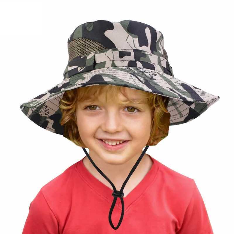 New Camouflage Kids Bucket Hats Summer Outdoor Protection Print Hat UPF 50+ Safari Sun Hat for Men Women Hunting Hiking Fishing Y250707